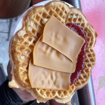 Haralds Vaffel - Our waffle with butter, jam and brown cheese combination - Waffles Near Me - Oslo, 03 Haralds Vaffel - Our waffle with butter, jam and brown cheese combination - Waffles Near Me - Oslo, 03