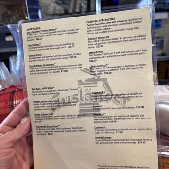 The Auslander - Menu - German Near Me - Fredericksburg, Texas The Auslander - Menu - German Near Me - Fredericksburg, Texas