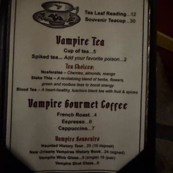 Vampire Cafe - Drink menu - Cafes Near Me - New Orleans, Louisiana