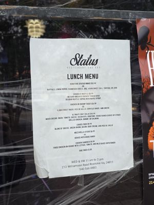 Menu photo 1 Status Restaurant & Lounge Roanoke, VA