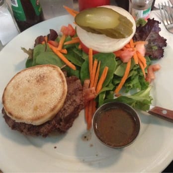Toast - Burger on an English muffin w/ a mesclun salad...so good! The burger was seasoned just right! - New American Near Me - New York, New York Toast - Burger on an English muffin w/ a mesclun salad...so good! The burger was seasoned just right! - New American Near Me - New York, New York