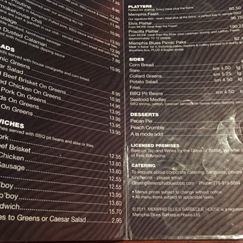 Memphis Blues - Menu - Barbeque Near Me - Vancouver, British Columbia