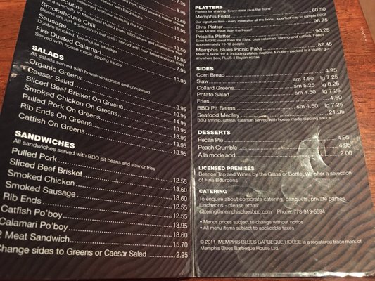 Menu photo 8 Memphis Blues Vancouver, BC