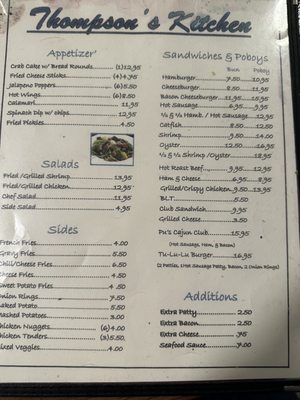 Menu photo 1 Thompson's kitchen Port Sulphur, LA Menu photo 1 Thompson's kitchen Port Sulphur, LA