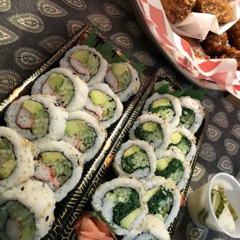 Chick N Roll - California Roll on the left. Seaweed salad roll on the right. - Sushi Bars Near Me - Portsmouth, Virginia