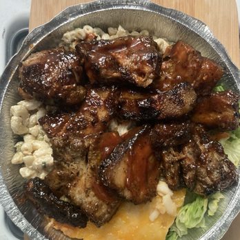 Trini Kitchen Seafood & Grill - BBQ Pork Combo w/Mac pie and Mac salad. - Seafood Near Me - Jamaica , New York Trini Kitchen Seafood & Grill - BBQ Pork Combo w/Mac pie and Mac salad. - Seafood Near Me - Jamaica , New York