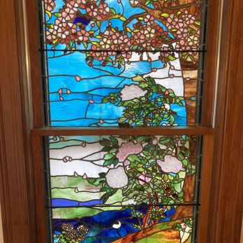 Eric Mauro Stained Glass - 2nd stained glass window - Flowering Cherry Tree and Peony. - Windows Installation Near Me - Boston, Massachusetts
