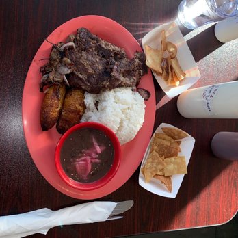 Cuban Kitchen - Beef Vacafrita, Cuban black beans and Cuban rice and plantain - Cuban Near Me - San Mateo, California