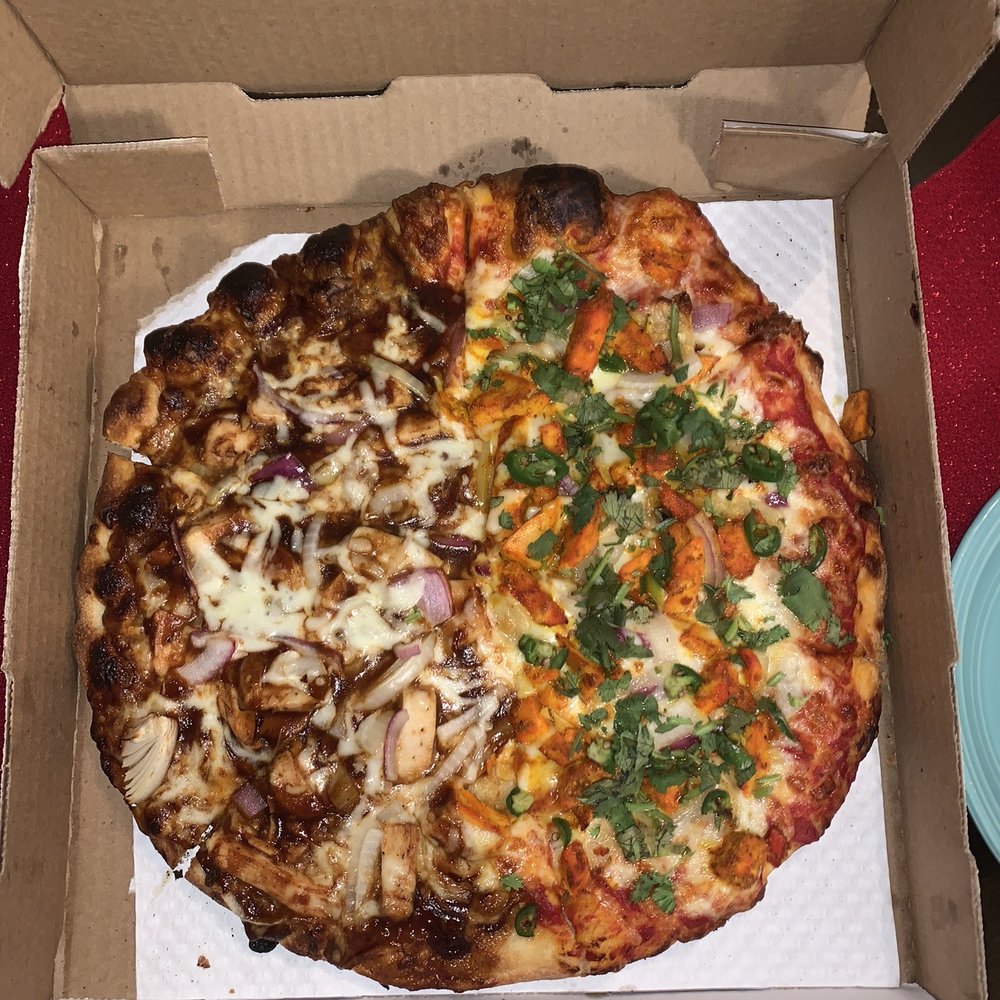 NYC Pizzeria - Half BBQ Chicken (no olives) half Punjabi Special Pizza - Pizza Near Me - Vancouver, Washington NYC Pizzeria - Half BBQ Chicken (no olives) half Punjabi Special Pizza - Pizza Near Me - Vancouver, Washington