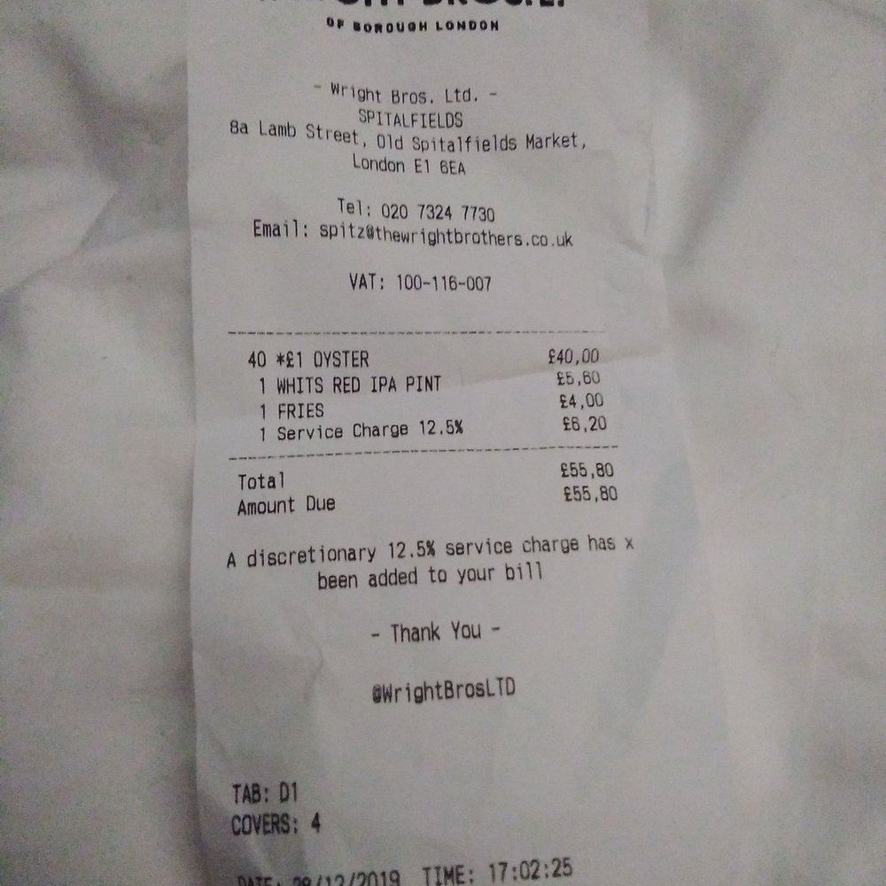 Wright Brothers Spitalfields - What a bargain! - Seafood Near Me - London, XGL Wright Brothers Spitalfields - What a bargain! - Seafood Near Me - London, XGL