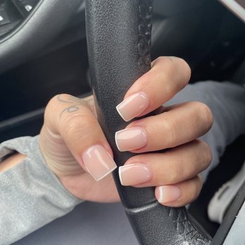 Mermaid Nails - Dip powder nails with thin white border (design) - Nail Salons Near Me - Marina, California
