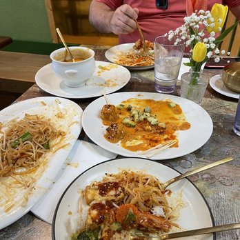 Golden Spoon - Forgot to take picture before eating. Amazing Pad Thai, tofu satay appetizer, and pineapple curry. - Thai Near Me - Manteca, California