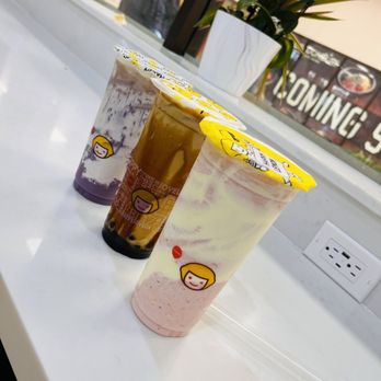 Happy Lemon - D6. Ube Milk Tea with Taro Puff Cream & Taro Balls D13 Okinawa Roasted Milk Tea with Boba Strawberry Shortcake - Bubble Tea Near Me - Richmond, California