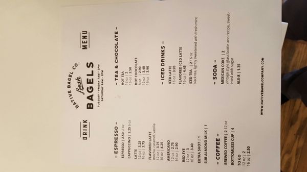 Menu photo 2 Native Bagel Company Berea, KY Menu photo 2 Native Bagel Company Berea, KY