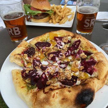 Snake River Brewing - Beets & Pesto Pizza and Bison Burger with Pub Fries... - Brewpubs Near Me - Jackson, Wyoming Snake River Brewing - Beets & Pesto Pizza and Bison Burger with Pub Fries... - Brewpubs Near Me - Jackson, Wyoming