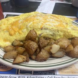 3 egg omelet comes with potatoes and toast (not pictured).