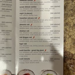 Meijer's sushi menu