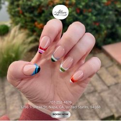 Allure Nails & Spa - Colorful French tips are the perfect way to keep it minimal while still adding a pop of personality