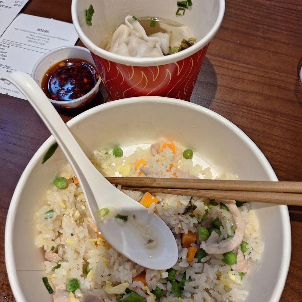 Pork fried rice, wonton soup