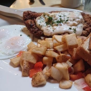 Meridian Cafe - Country fried steak, over easy eggs and home fries. - Breakfast & Brunch Near Me - Puyallup, Washington Meridian Cafe - Country fried steak, over easy eggs and home fries. - Breakfast & Brunch Near Me - Puyallup, Washington