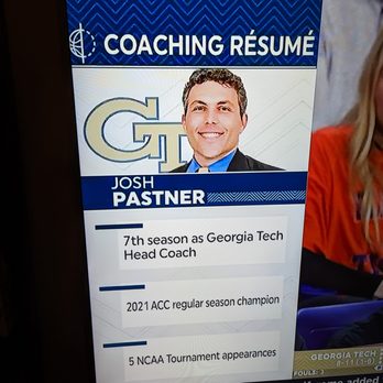 Georgia Tech - ACC Network error in 1/24/2023 graphic on Georgia Tech basketball head coach Josh Pastner. Should say 2021 ACC tournament champion. - Colleges & Universities Near Me - Atlanta, Georgia