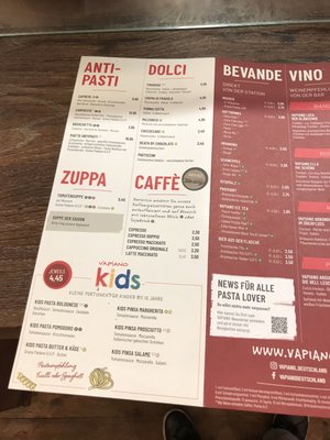 Menu photo 2 Vapiano Bremen, HB Menu photo 2 Vapiano Bremen, HB