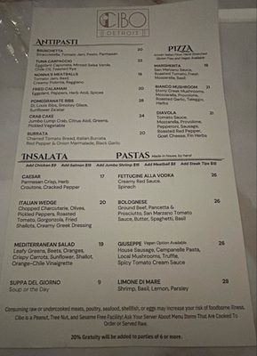 Menu photo 8 Cibo Detroit Detroit, MI