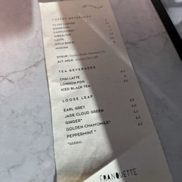 Drink menu Drink menu