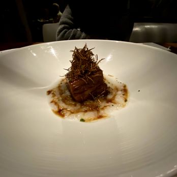 Morimoto Napa - pork belly porridge in a 20 inch plate of void - Japanese Near Me - Napa, California