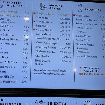 Muse Tea - New matcha series prices - Bubble Tea Near Me - Houston, Texas