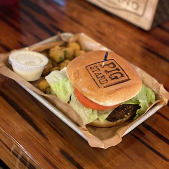 Colt’s Pig Stand - 1/2 lb hamburger with Fried Okra - Barbeque Near Me - Orange City, Florida