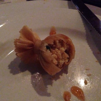Panvimarn Thai Cuisine - Money bag: chopped chicken and shrimp, wrapped in a wonton skin - Thai Near Me - Long Beach, California Panvimarn Thai Cuisine - Money bag: chopped chicken and shrimp, wrapped in a wonton skin - Thai Near Me - Long Beach, California