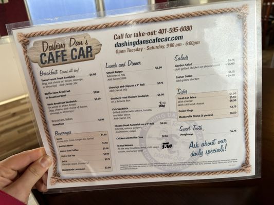 Menu photo 2 Dashing Dan's Cafe Car Portsmouth, RI