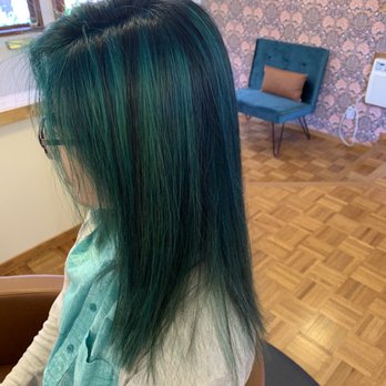 Fringe Salon - Beautiful green with black (my natural hair color) under - Hair Salons Near Me - Davis, California Fringe Salon - Beautiful green with black (my natural hair color) under - Hair Salons Near Me - Davis, California