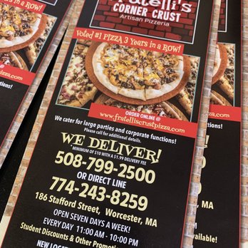 Fratelli's Corner Crust Pizzeria - menus - Pizza Near Me - Worcester, Massachusetts Fratelli's Corner Crust Pizzeria - menus - Pizza Near Me - Worcester, Massachusetts