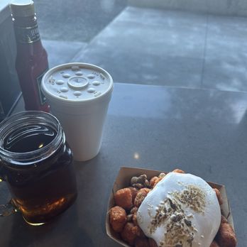 The Biscuit Bar - Sweet Potato Tots- Holiday Style, apple juice, and latte. - Breakfast & Brunch Near Me - Dallas, Texas The Biscuit Bar - Sweet Potato Tots- Holiday Style, apple juice, and latte. - Breakfast & Brunch Near Me - Dallas, Texas