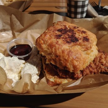 The Biscuit Bar - Chicken not a waffle with still frozen Cool Whip. - Breakfast & Brunch Near Me - Plano, Texas