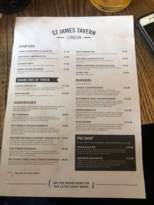 Menu photo 2 St James Tavern London, XGL Menu photo 2 St James Tavern London, XGL