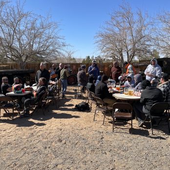 Slash X Ranch Cafe - Everyone here is in our party! Small part of available outdoor seating!! - American Near Me - Barstow, California