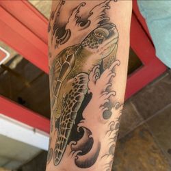 Mid-Pacific Tattoo - Turtle Tattoo done by Tommy Tingle at Mid-Pacific Tattoo In Bonita Springs Florida