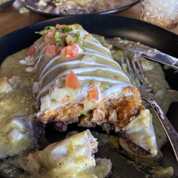Sazón - Chicken tinga burrito with green chili - Mexican Near Me - Lone Tree, Colorado