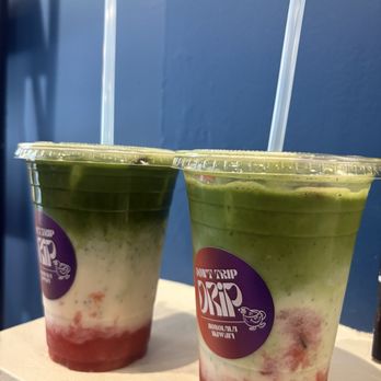 Drip Studio - Iced strawberry matcha latte with soymilk - Coffee & Tea Near Me - Honolulu, Hawaii