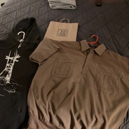 A sweet sweatshirt with the Sutro tower and a vintage collared work shirt. A sweet sweatshirt with the Sutro tower and a vintage collared work shirt.