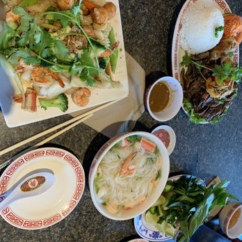 Pho 95 - Rice plate + seafood pho + spring roll + seafood fried wide noodles - Vietnamese Near Me - Denver, Colorado Pho 95 - Rice plate + seafood pho + spring roll + seafood fried wide noodles - Vietnamese Near Me - Denver, Colorado