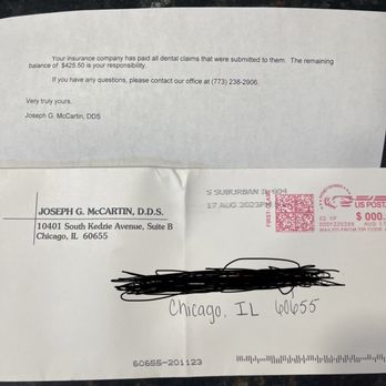 Joseph G McCartin, DDS - They claim to give detailed bills with adjustments. - General Dentistry Near Me - Chicago, Illinois Joseph G McCartin, DDS - They claim to give detailed bills with adjustments. - General Dentistry Near Me - Chicago, Illinois