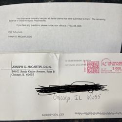 Joseph G McCartin, DDS - They claim to give detailed bills with adjustments.