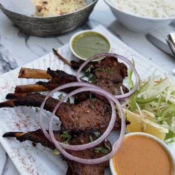 Sarva Indian Cuisine - Tandoori Lamb, naan and basmati rice - Indian Near Me - Boston, Massachusetts