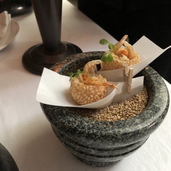 Spago - Sesame Ball, Dungeness Crab, Thai Curry Spice, Sakura Shrimp - New American Near Me - Beverly Hills, California
