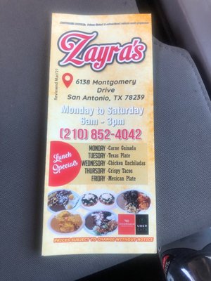 Menu photo 3 Zayra’s Mexican Resturant San Antonio, TX Menu photo 3 Zayra’s Mexican Resturant San Antonio, TX