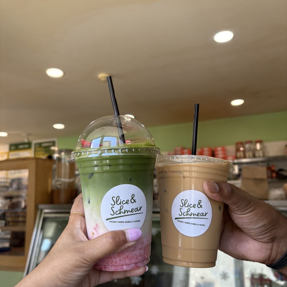 Slice & Schmear - Strawberry Matcha, White Mocha Latte - Bagels Near Me - Philadelphia, Pennsylvania Slice & Schmear - Strawberry Matcha, White Mocha Latte - Bagels Near Me - Philadelphia, Pennsylvania